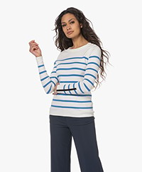 Plein Publique L'Elisa Striped Pullover with Silk - Ice Water/Electrode Blue