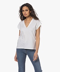 FRAME Le Mid Rise V-neck T-shirt - White