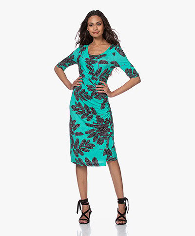 Kyra & Ko Yse Printed Jersey Wrap Dress - Poolblue