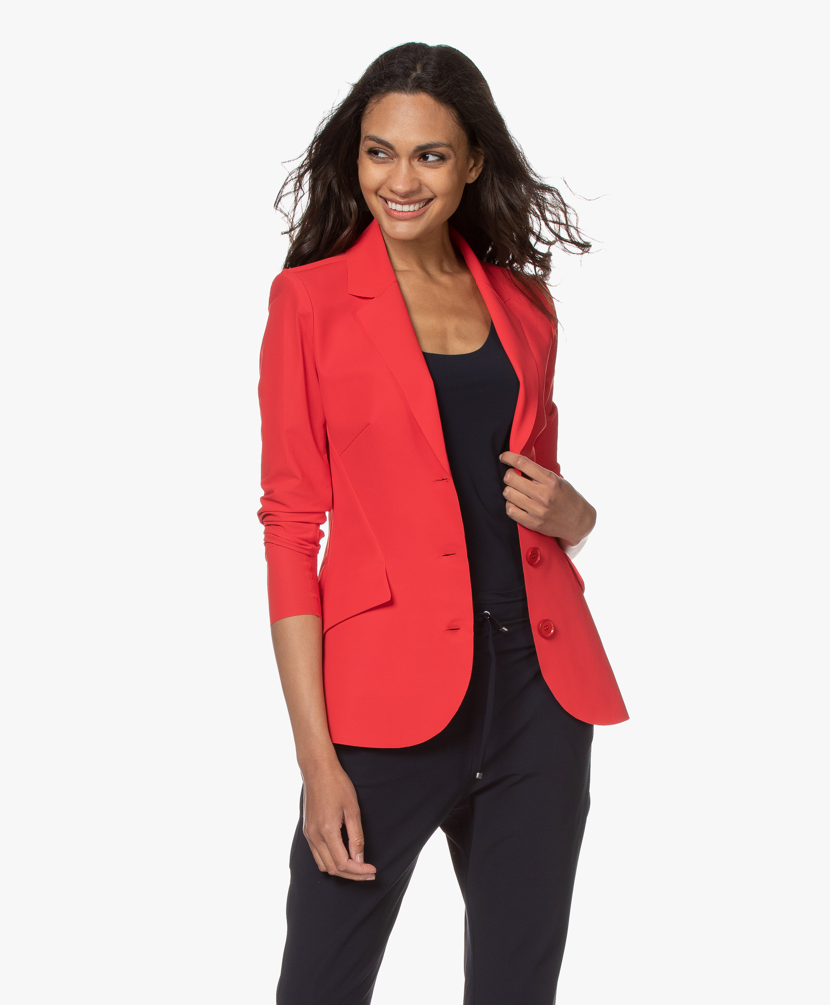 red jersey blazer