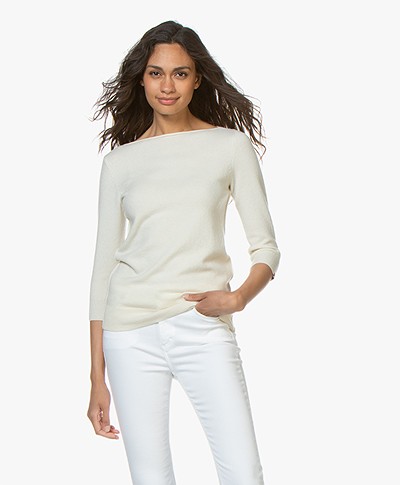extreme cashmere N°92 Sweet Cropped Sleeve Sweater - Cream