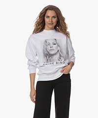 ANINE BING Ramona French Terry Kate Moss Print Sweatshirt  - Wit 