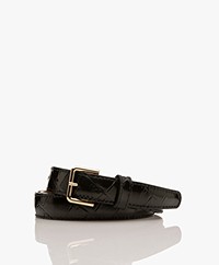 Flattered Barbara Leather Belt - Black Croco