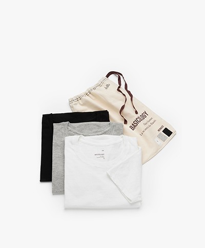 LDB Design By...  3-Pack Monaco Pointelle Jersey T-shirts - Zwart/Wit/Grijs