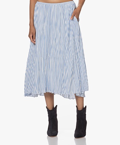 Vince Stripe Crushed Tiered Skirt - Riviera