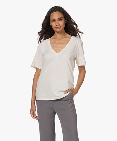 IRO Felicie Modal Blend V-neck T-shirt - Pearly White
