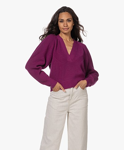 IRO Odina Merino Wool V-neck Sweater - Magenta Purple