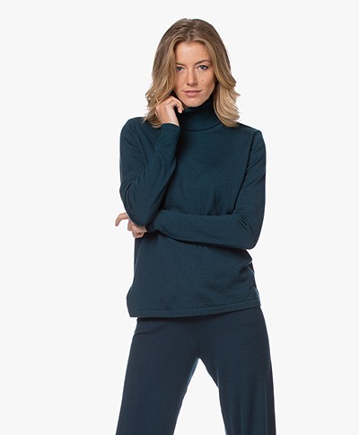 Sibin/Linnebjerg Lisa Turtleneck Sweater in Merino Wool - Solid Petrol
