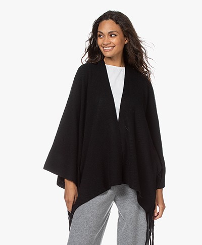 Repeat Wool and Cashmere Poncho Cardigan - Black
