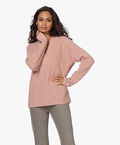 Repeat Wool and Cashmere V-neck Sweater - Rosequartz