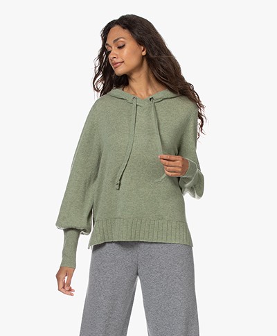 Repeat Organic Cashmere Hooded Sweater - Sage