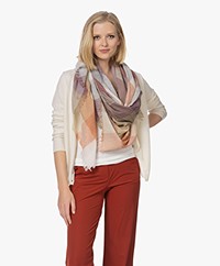 Repeat Checkered Wool Blend Scarf - Terracotta
