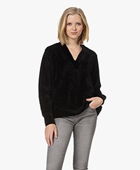 Majestic Filatures Velours V-hals Sweater - Zwart