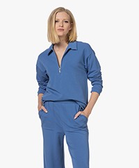 Skin Evette Katoenen Half Zip Sweatshirt - Blue Print 