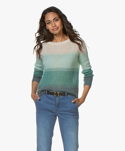 no man's land Mohair Blend Ombre Sweater - Vintage Green