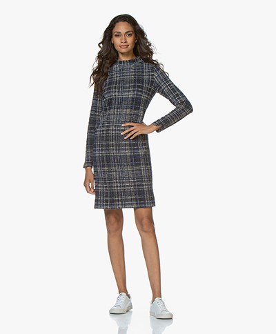 Josephine & Co Guillaume Checkered Jersey Dress - Navy