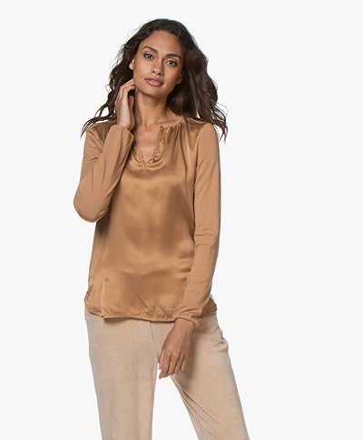 Josephine & Co Gill Silk Front Blouse - Camel