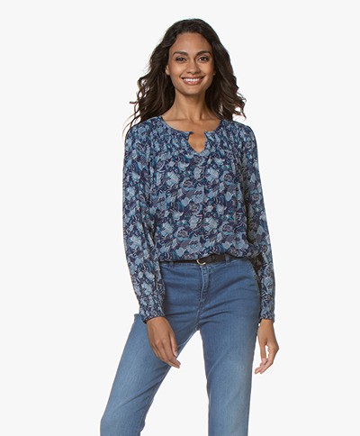 indi & cold A-line Print Blouse - Azul