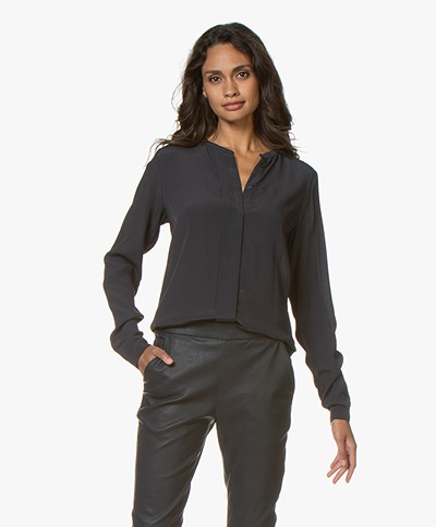 by-bar Indy Viscose Crepe Blouse - Midnight