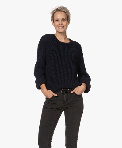 by-bar Milan Alpaca-wool Blend Chunky Knitted Sweater - Midnight