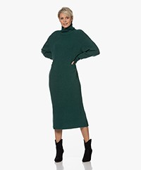 American Vintage Domy Wool Blend Knitted Turtleneck Dress - Spinach