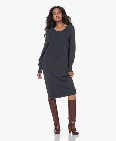 Sibin/Linnebjerg Nomi Knee-length Merino Wool Dress - Anthracite