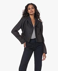 Closed Cropped Double-breasted Twill Blazer - Charcoal