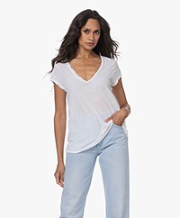 James Perse V-hals T-shirt in Extrafijne Jersey - Wit