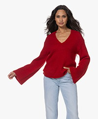 By Malene Birger Cimone Wool and Mohair V-neck Sweater - Jester Red