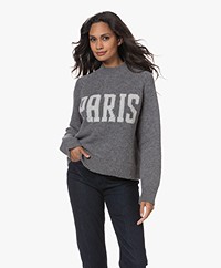 ANINE BING Kendrick University Paris Intarsia Sweater - Charcoal