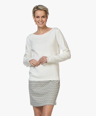 LaSalle Boat Neck Soy Sweater  - Panna