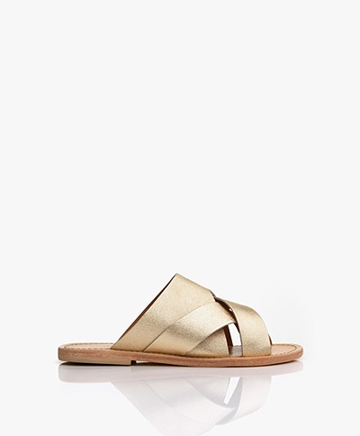Pomandère Leather Sandals - Gold-colored Metallic
