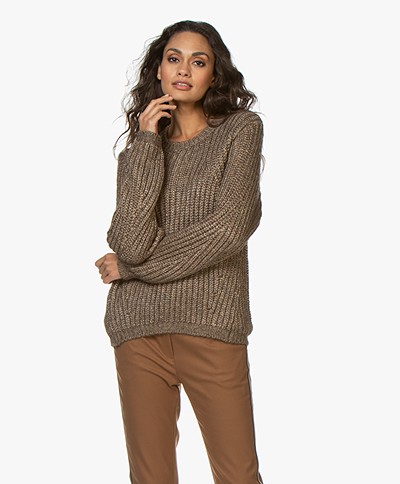 Pomandère Chunky Knitted Sweater with Lurex - Khaki 