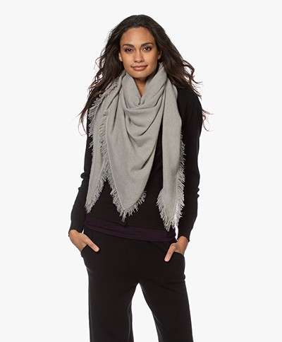 Repeat Cashmere Poncho Scarf with Fringes - Taupe