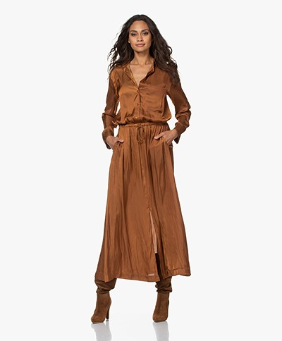 Zadig & Voltaire Radial Satin Maxi Dress - Ocre