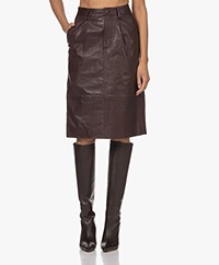 ba&sh Urban Lambskin Leather Skirt - Burgundy