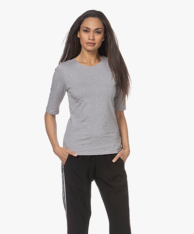Filippa K Cotton Stretch Elbow Sleeve T-shirt - Grey Melange