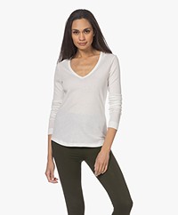 Neeve The Ribbed V-hals Longsleeve - Off-white