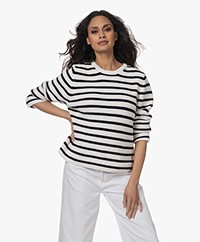 Sibin/Linnebjerg Allie Knit Striped Sweater - Off-white/Navy