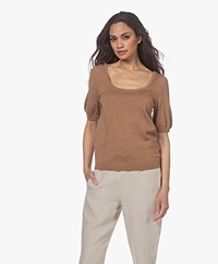 Plein Publique La Lux Merino Wool Sweater with Half Length Sleeves - Chai Tea