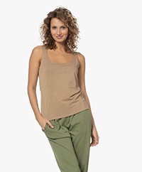 no man's land Lurex Jersey Top - Camel