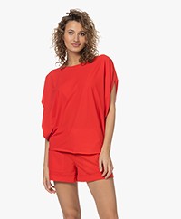 JapanTKY Paly Travel Jersey T-shirt with Batwing Sleeves - Red