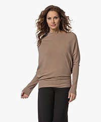 Wolford Viscose Knitted Boat Neck Sweater - Mocha
