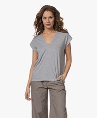 FRAME Le Mid Rise V-neck T-shirt - Grey Melange