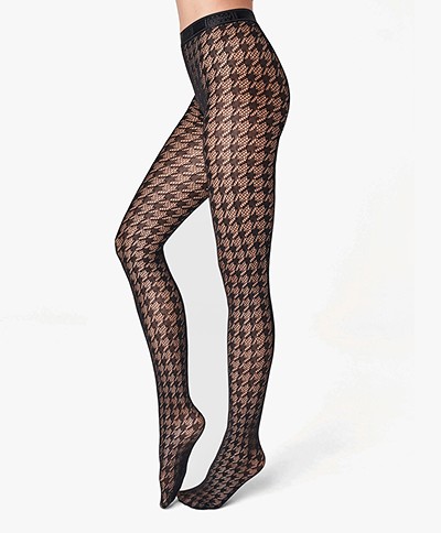 Wolford Dylan Houndstooth Tights - Black