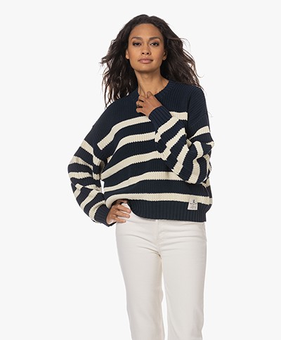 Denimist Sailor Oversized Striped Sweater - Navy/Cream