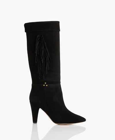 Jerome Dreyfuss Sandie Suede Boots with Fringes - Black