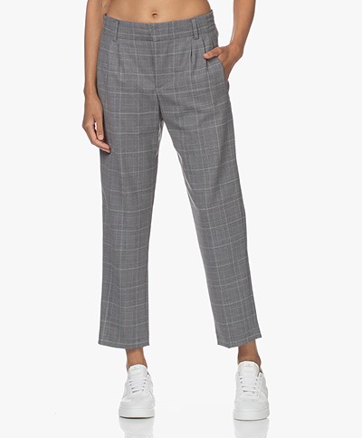 Drykorn Dispatch Checkered Wool Blend Pants - Grey