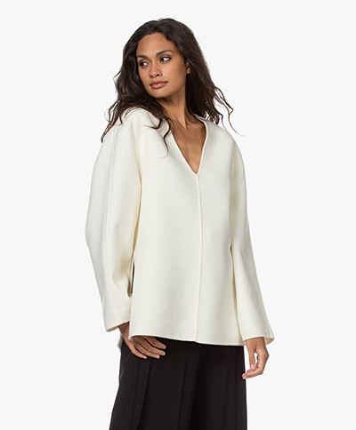 Róhe Jack V-neck Wool Blend Sweater - Off-white