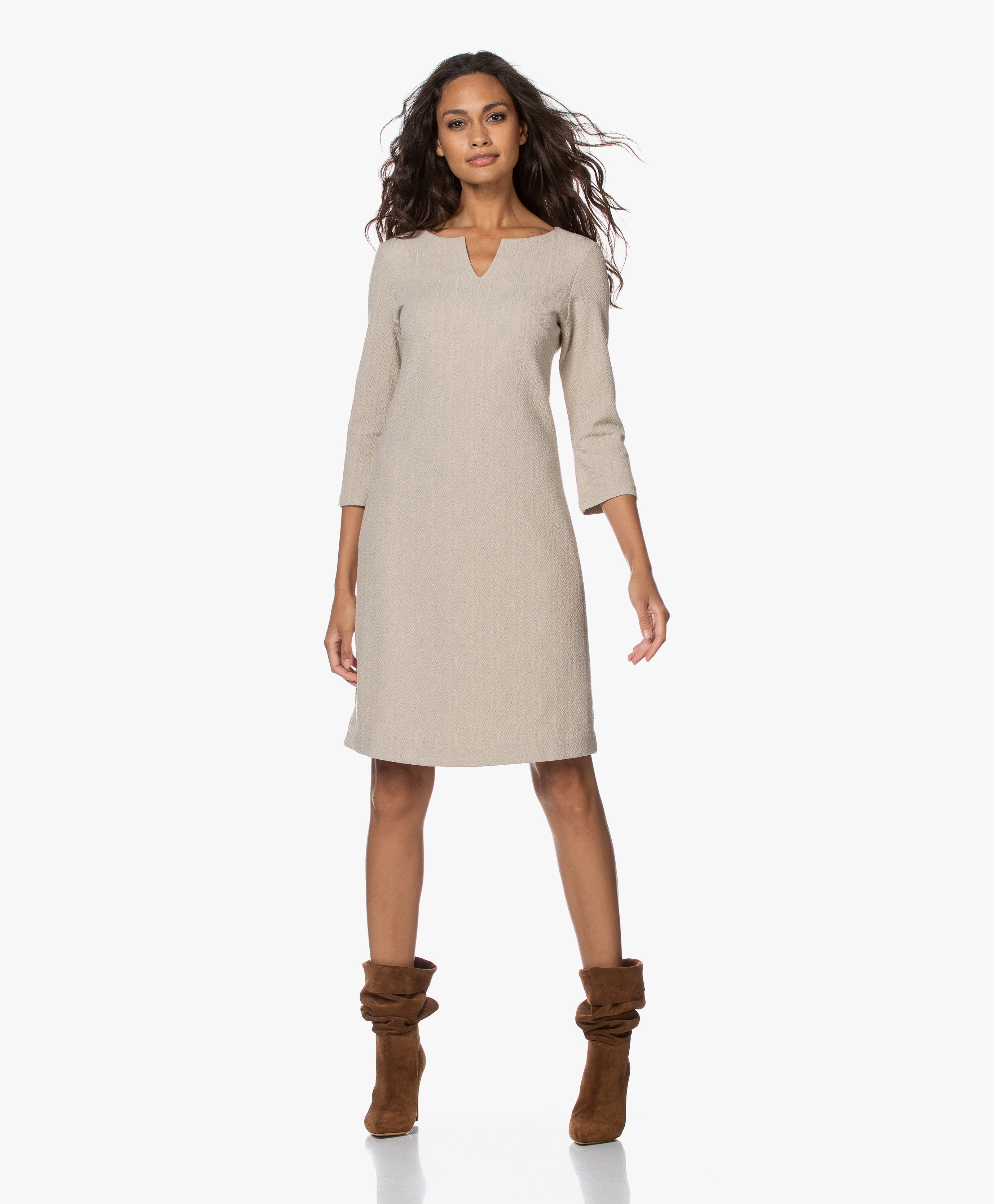 beige jersey dress